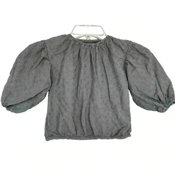 Zara PUFF Sleeve Top Gray Textured GIRL'S Size 2-3 Yrs Toddler Floral Cottage - Picture 1 of 10